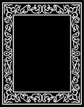 Ornate Black White Scrollwork Border Design Rug