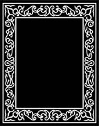 Ornate Black White Scrollwork Border Design Rug