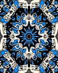 Intricate Blue Starburst Mandala Design Rug