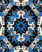 Intricate Blue Starburst Mandala Design Rug