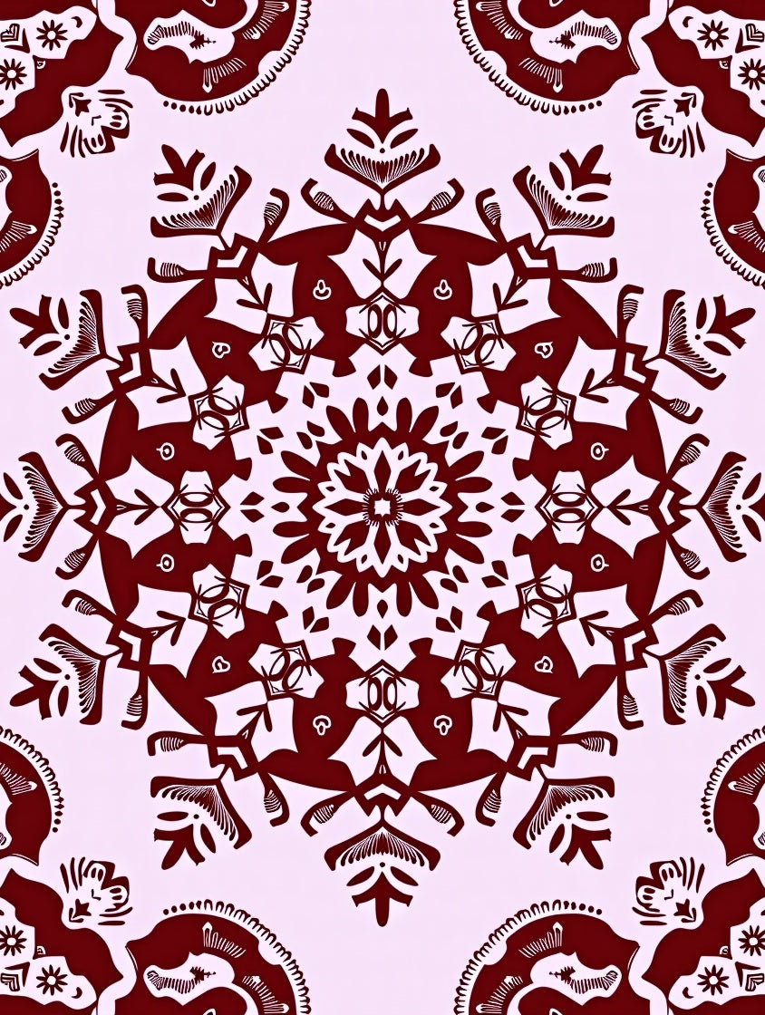 Maroon Floral Mandala Decorative Rug