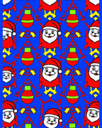 Christmas Santa Claus Blue Red Yellow Tiling Rug