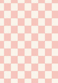 Retro Pink Cream Checkered Square Rug