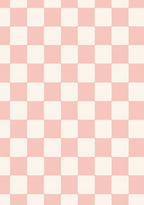 Retro Pink Cream Checkered Square Rug