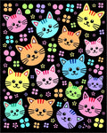 Cute Colorful Cat Faces Pattern Rug