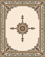 Ornate Scrollwork Sunburst Pattern Rug