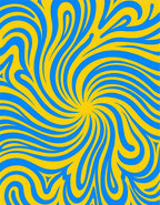 Blue Yellow Swirl Pattern Rug