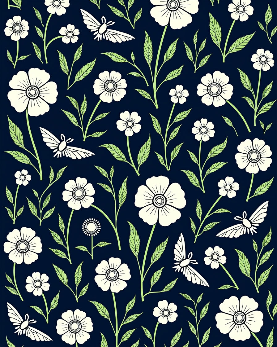 Nature Inspired Floral Butterfly Pattern Rug