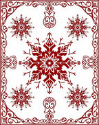 Red Snowflake Scrollwork Pattern Rug