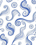 Blue Swirls Abstract Waves Design Rug