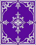 Elegant Purple White Floral Border Rug