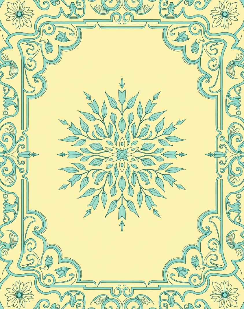 Mint Floral Scrollwork Pattern Rug