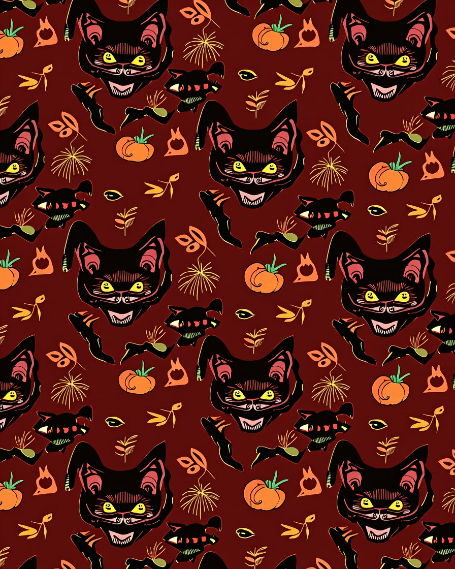 Scary Black Cat Pumpkin Pattern Rug