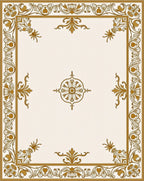 Classic Gold Floral Scroll Pattern Rug