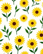 Yellow Sunflower Pattern With Green Leaves Rug