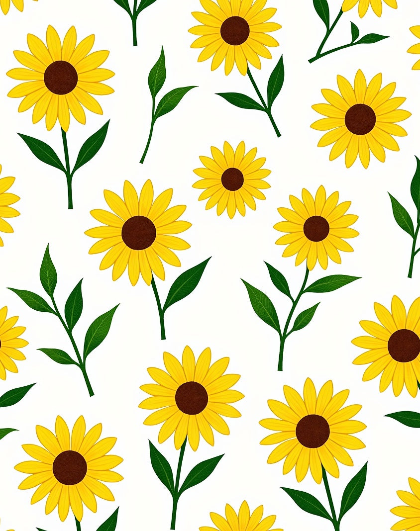 Yellow Sunflower Pattern With Green Leaves Rug