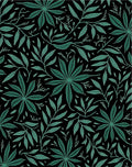 Dark Botanical Leaf Pattern Rug