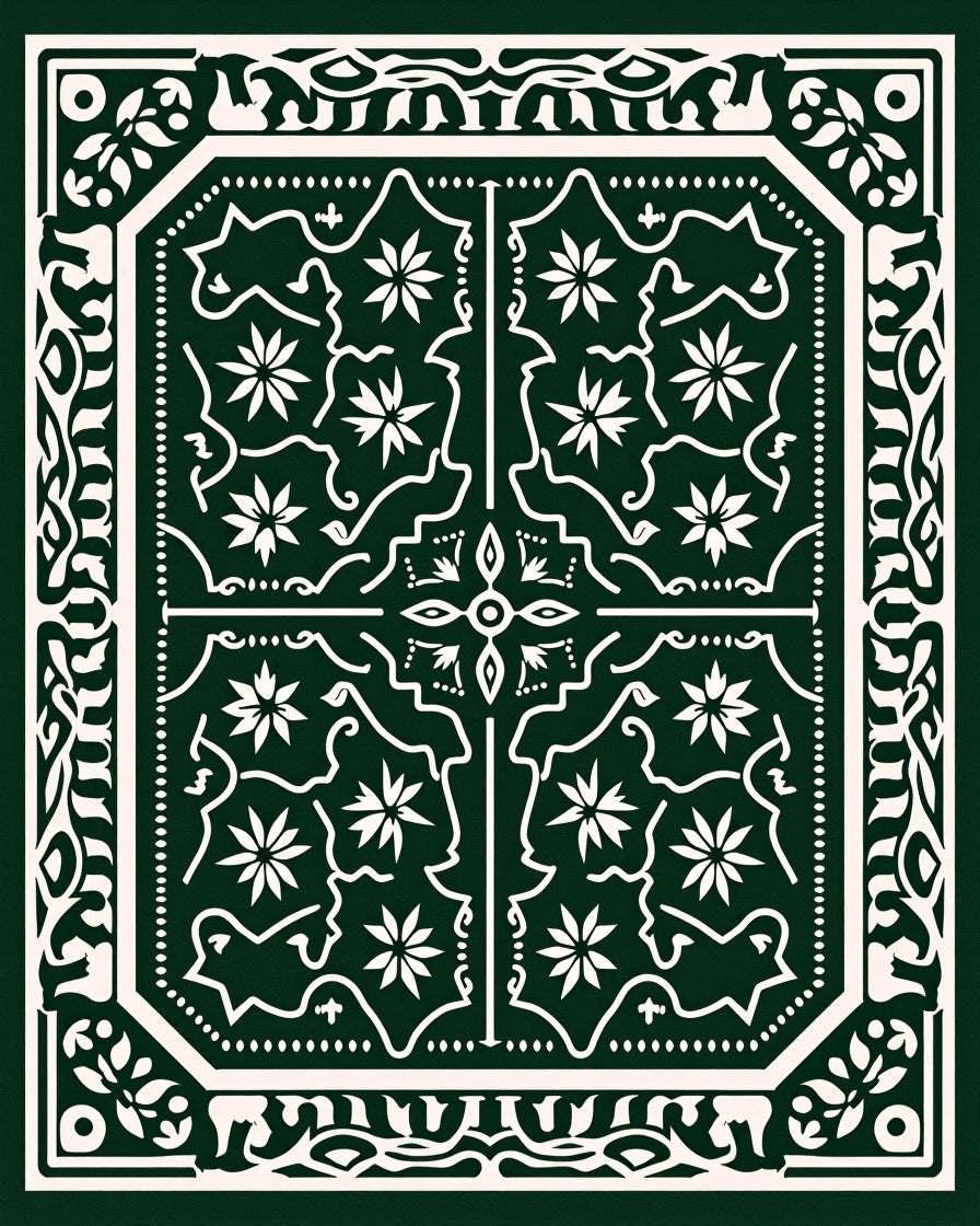 Ornate Floral Symmetrical Pattern Rug