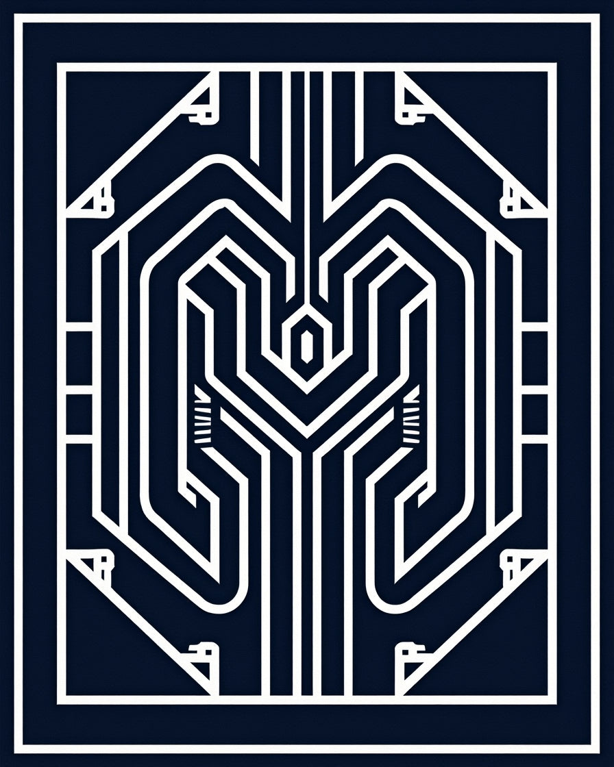Geometric Circuit Board Inspired Design Rug