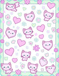 Kawaii Pink Cat Heart Pattern Rug