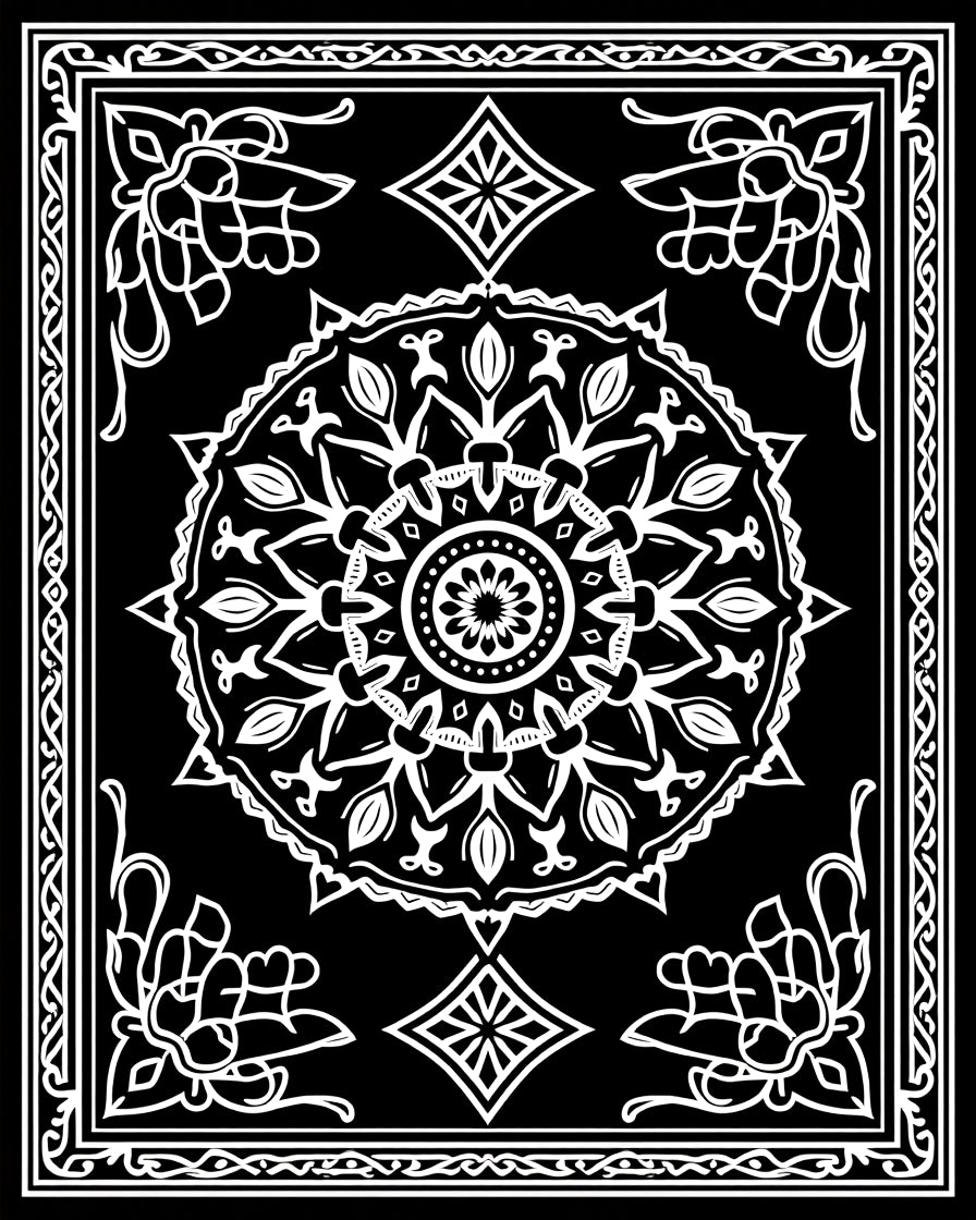 Radial Floral Mandala Pattern Rug