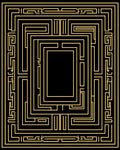 Black Gold Geometric Maze Pattern Rug