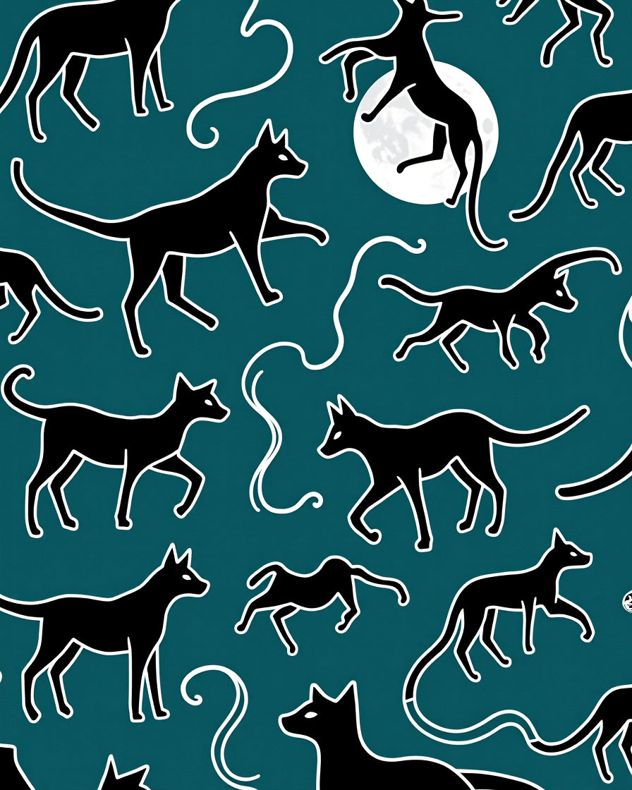 Whimsical Black Cats Moon Pattern Rug