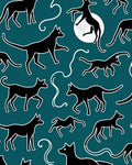 Whimsical Black Cats Moon Pattern Rug
