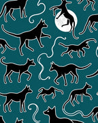 Whimsical Black Cats Moon Pattern Rug