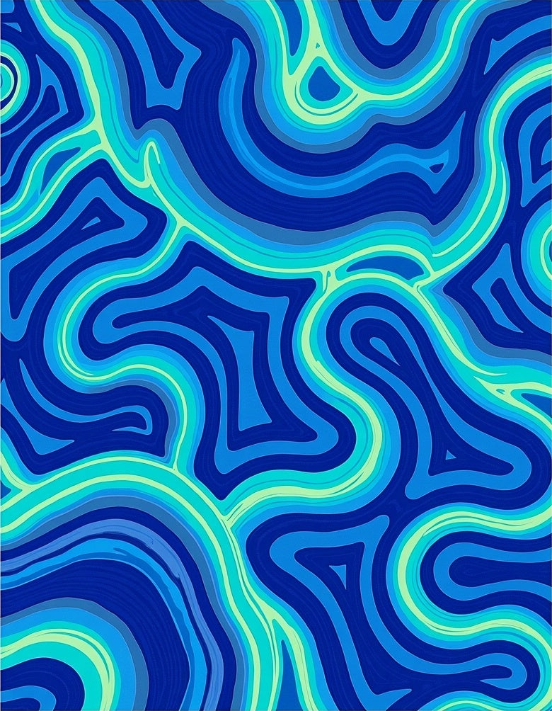 Fluid Blue Green Abstract Design Rug