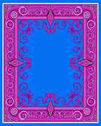 Vibrant Pink Swirl Bordered Blue Rug
