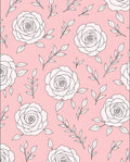 Delicate Rose Floral Outline Pattern Rug