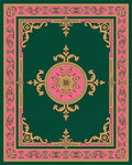 Emerald Green Pink Gold Medallion Frame Rug