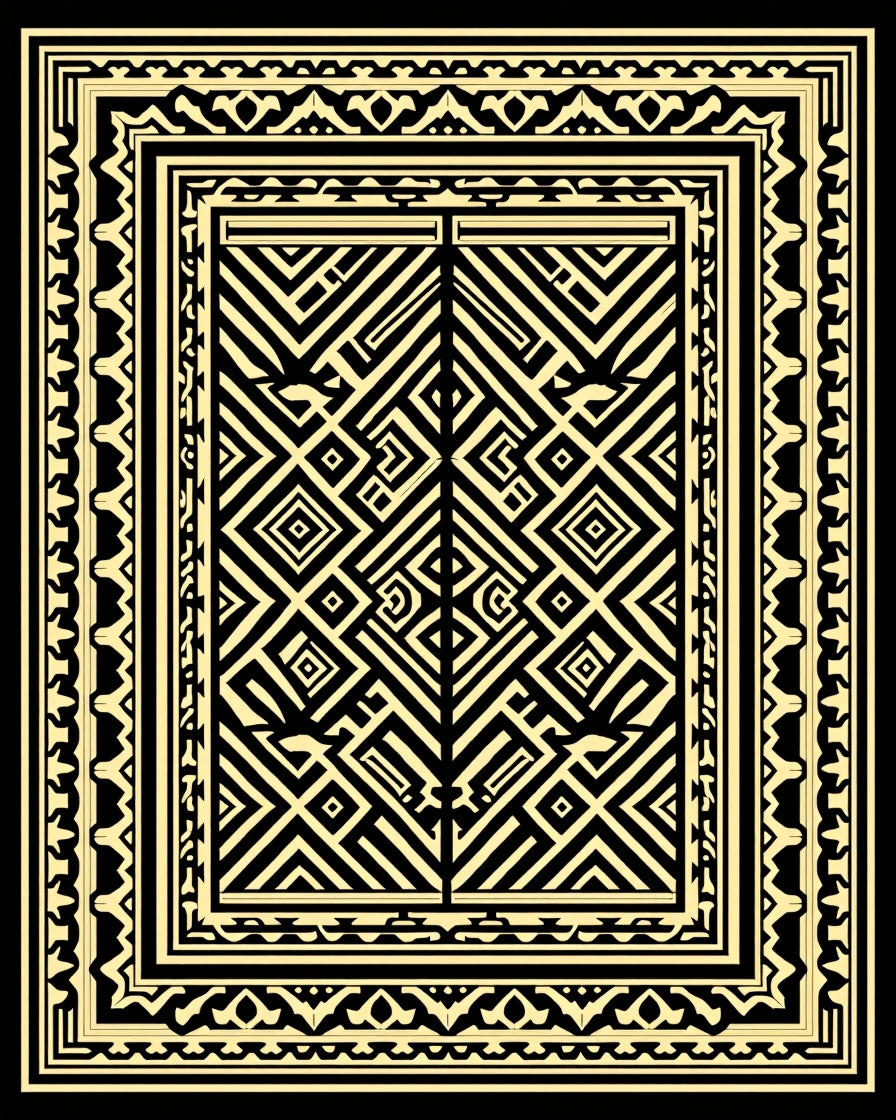 Bold Geometric Patterned Art Deco Rug