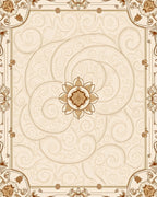 Cream Medallion Swirl Botanical Frame Rug