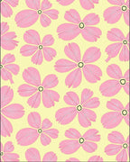 Pink Floral Pattern on Yellow Background Rug