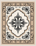 Ornate Black and Tan Medallion Rug