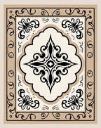 Ornate Black and Tan Medallion Rug