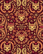 Whimsical Cat Floral Pattern Design Rug