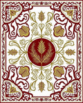 Regal Scarlet and Gold Floral Pattern Rug