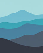 Modern Wavy Blue Landscape Design Rug