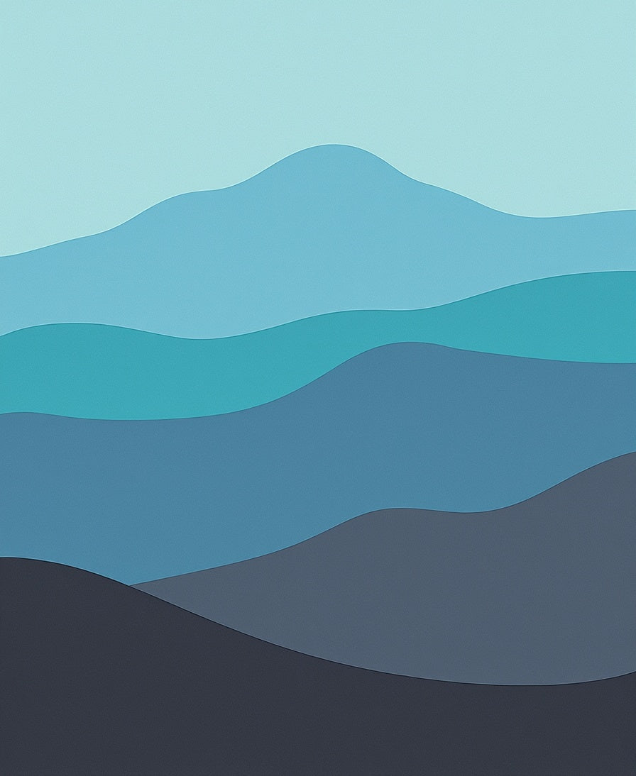 Modern Wavy Blue Landscape Design Rug