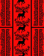 Red Black Deer Scroll Pattern Rug