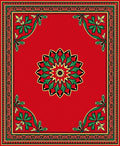 Red Floral Medallion 4 Corner Design Rug