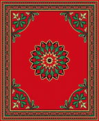 Red Floral Medallion 4 Corner Design Rug