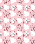 Whimsical Pink Flower Cloud Pattern Rug