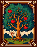 Vibrant Apple Tree Border Design Rug