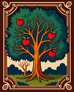 Vibrant Apple Tree Border Design Rug