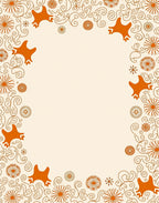 Playful Orange Animal Scrollwork Pattern Rug