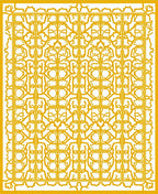Ornate Yellow Lattice Pattern Rug